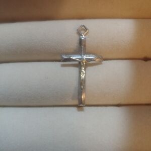 .925 Silver Cross Pendant With A 14k Gold Jesus